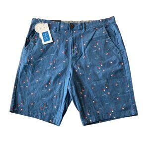 Jachs New York Bleecker Chino Short Stretch Twill Mens 34 Blue Surfer NWT